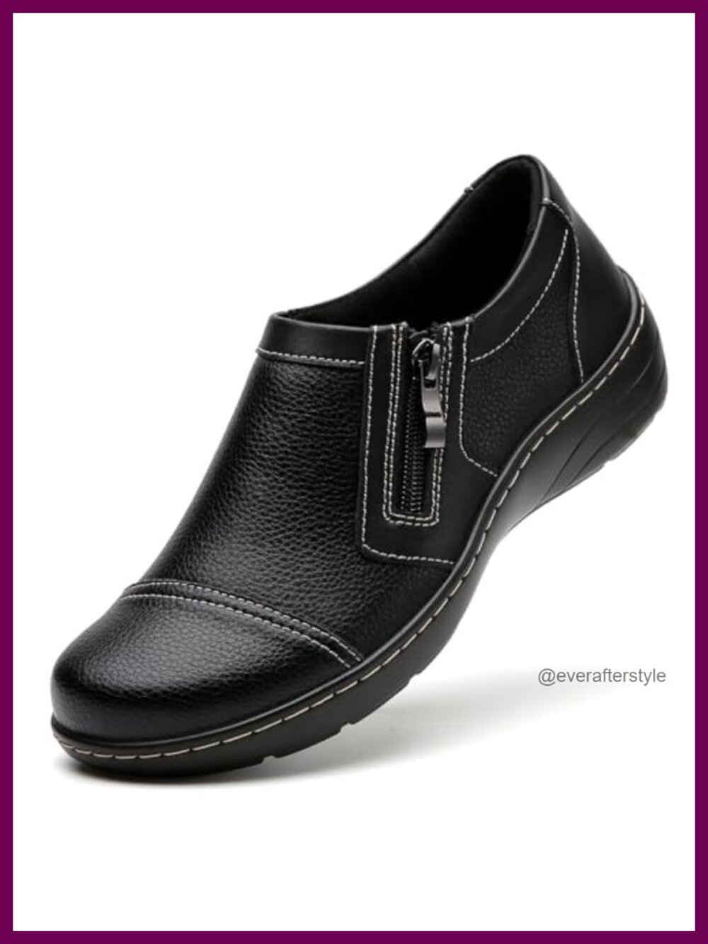Women's Wide Width Full Leather Loafers Comfort Orthopedic Slip-On Shoes